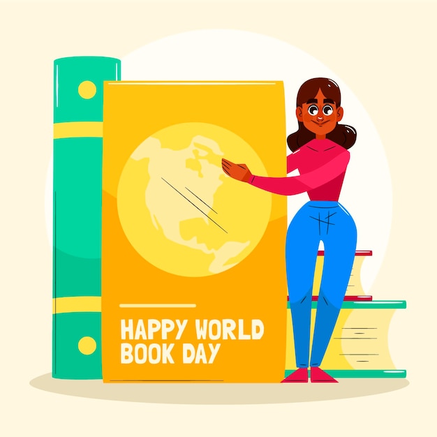 Vector gratuito dibujado a mano ilustración del día mundial del libro