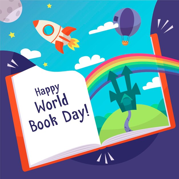 Dibujado a mano ilustración del día mundial del libro