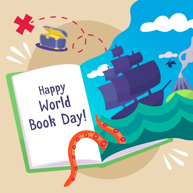 Dibujado a mano ilustración del día mundial del libro