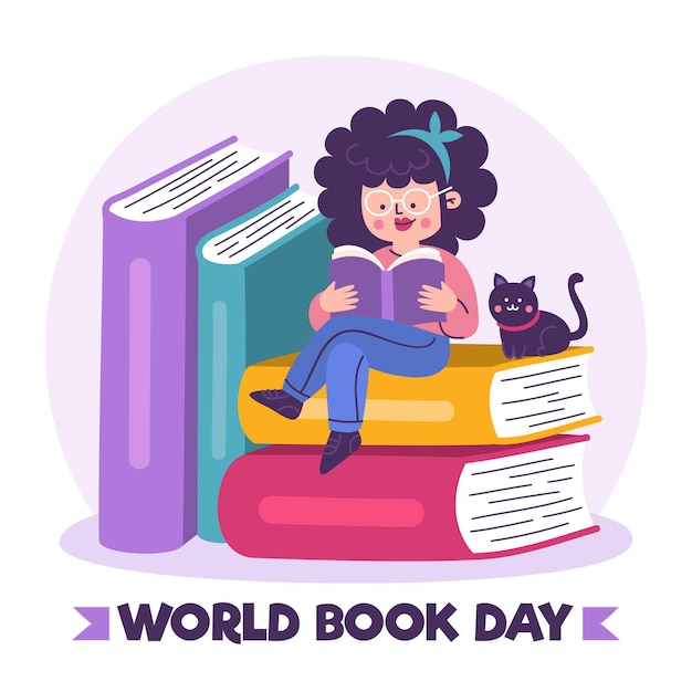 Vector gratuito dibujado a mano ilustración del día mundial del libro