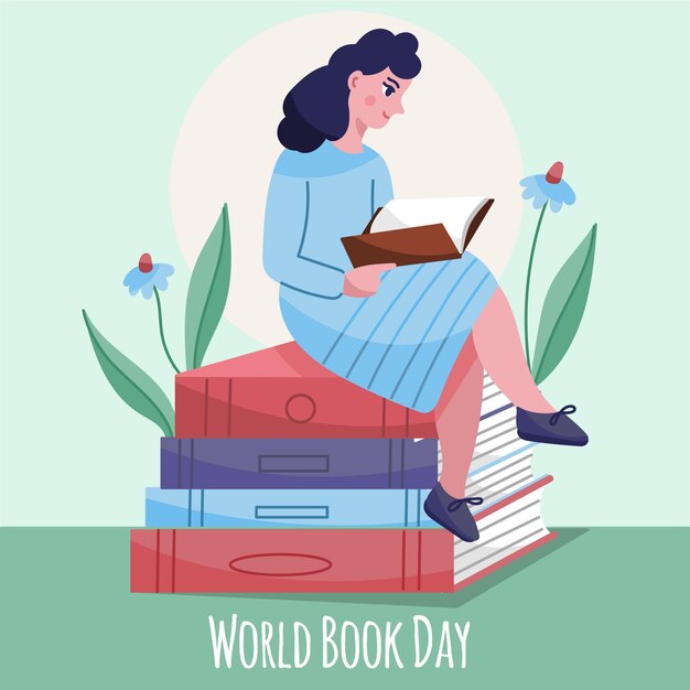 Dibujado a mano ilustración del día mundial del libro