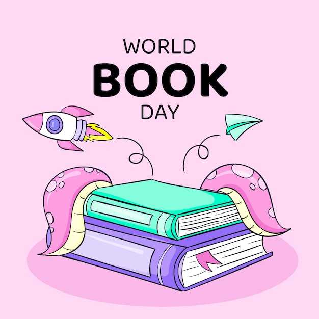 Vector gratuito dibujado a mano ilustración del día mundial del libro