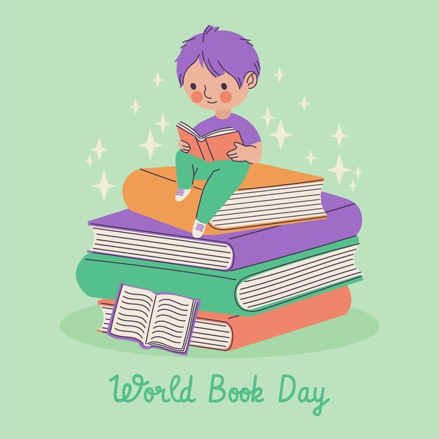 Dibujado a mano ilustración del día mundial del libro