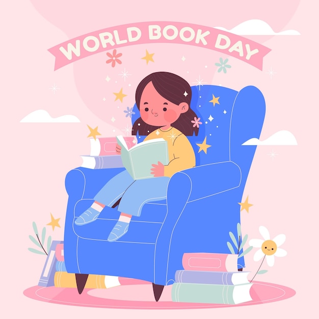 Dibujado a mano ilustración del día mundial del libro