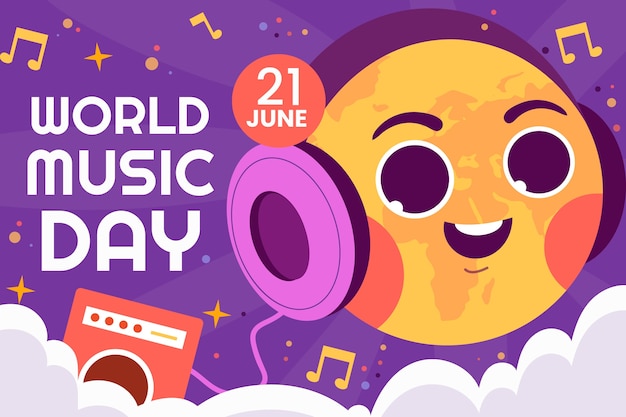 Dibujado a mano ilustración del día mundial de la música