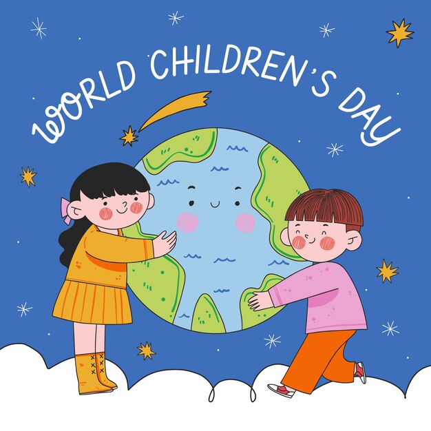 Vector gratuito dibujado a mano ilustración del día mundial del niño