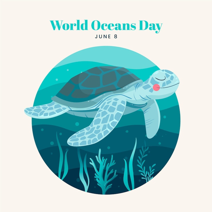 Vector gratuito dibujado a mano ilustración del día mundial de los océanos