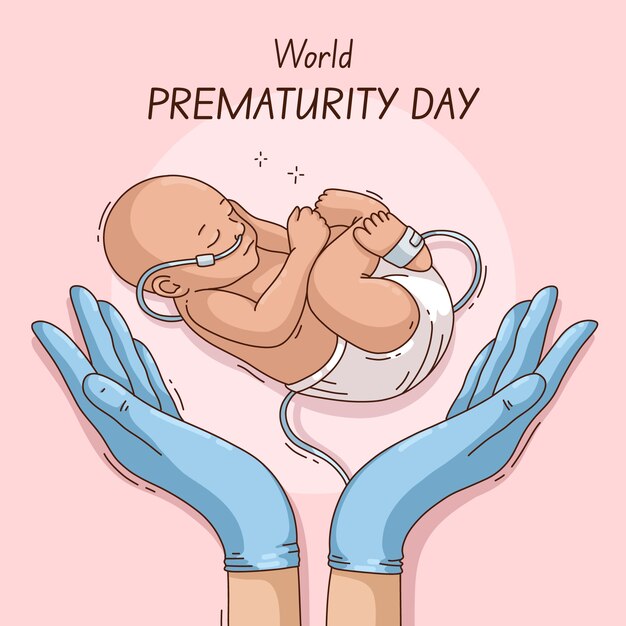 Dibujado a mano ilustración del día mundial de la prematuridad