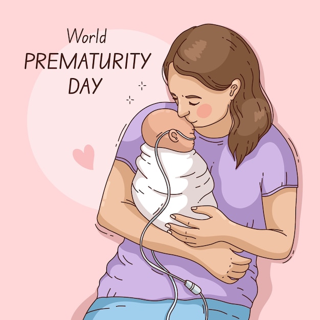 Vector gratuito dibujado a mano ilustración del día mundial de la prematuridad