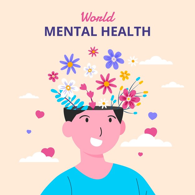 Dibujado a mano ilustración del día mundial de la salud mental