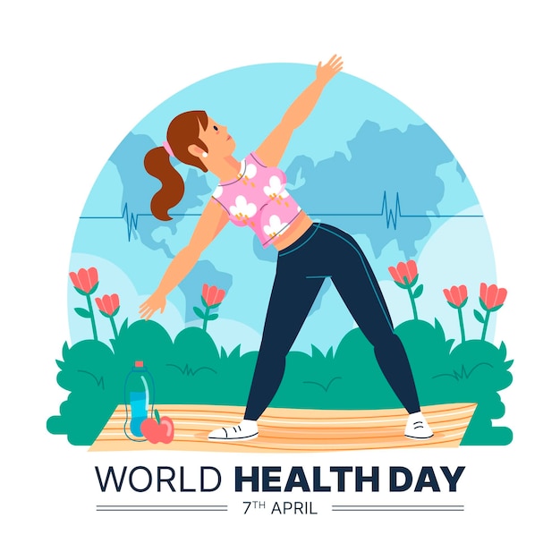 Vector gratuito dibujado a mano ilustración del día mundial de la salud