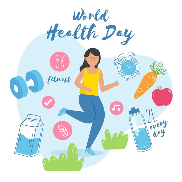 Dibujado a mano ilustración del día mundial de la salud