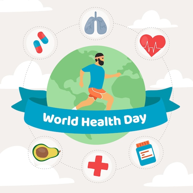 Vector gratuito dibujado a mano ilustración del día mundial de la salud