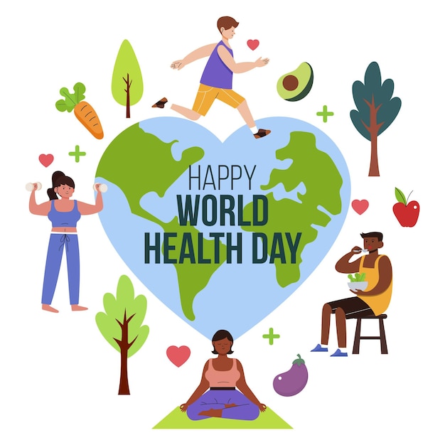 Vector gratuito dibujado a mano ilustración del día mundial de la salud