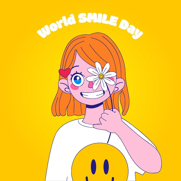 Dibujado a mano ilustración del día mundial de la sonrisa