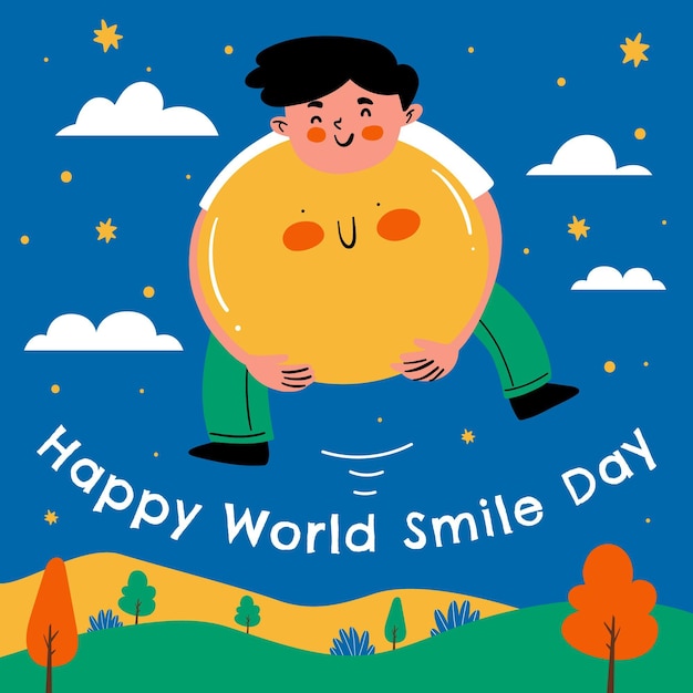 Vector gratuito dibujado a mano ilustración del día mundial de la sonrisa