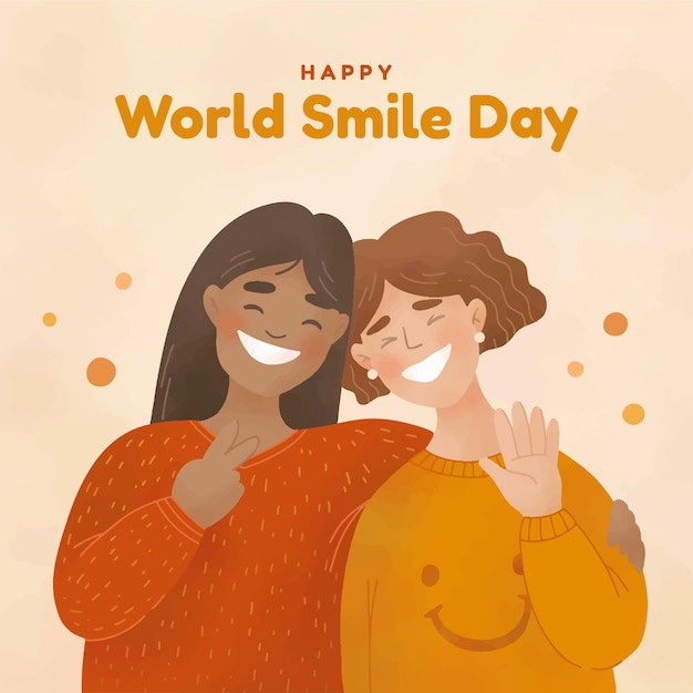 Vector gratuito dibujado a mano ilustración del día mundial de la sonrisa