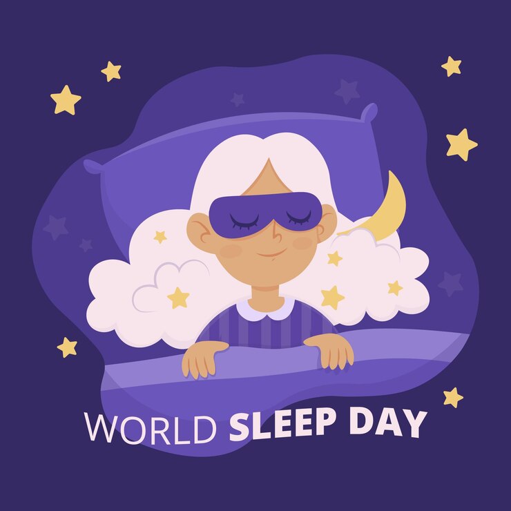 Vector gratuito dibujado a mano ilustración del día mundial del sueño con mujer