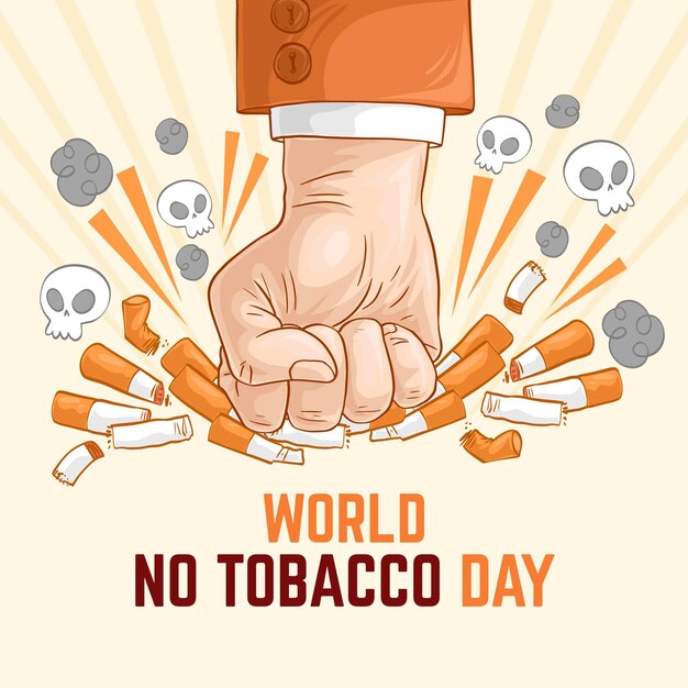 Dibujado a mano ilustración del día mundial sin tabaco