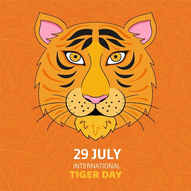 Dibujado a mano ilustración del día mundial del tigre