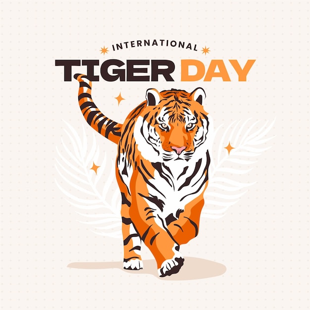 Vector gratuito dibujado a mano ilustración del día mundial del tigre