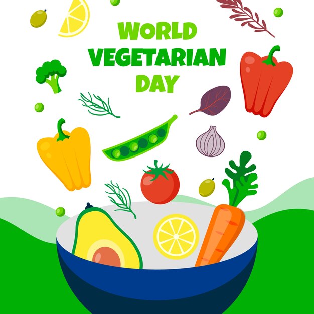 Dibujado a mano ilustración del día mundial del vegetariano