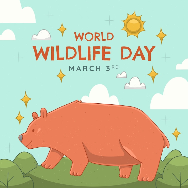 Vector gratuito dibujado a mano ilustración del día mundial de la vida silvestre