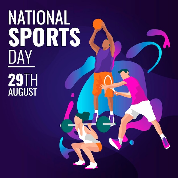 Dibujado a mano ilustración del día nacional del deporte