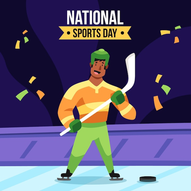 Dibujado a mano ilustración del día nacional del deporte