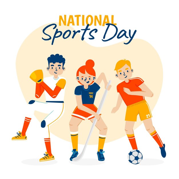 Dibujado a mano ilustración del día nacional del deporte