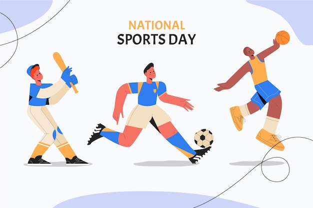 Vector gratuito dibujado a mano ilustración del día nacional del deporte