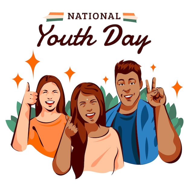 Vector gratuito dibujado a mano ilustración del día nacional de la juventud