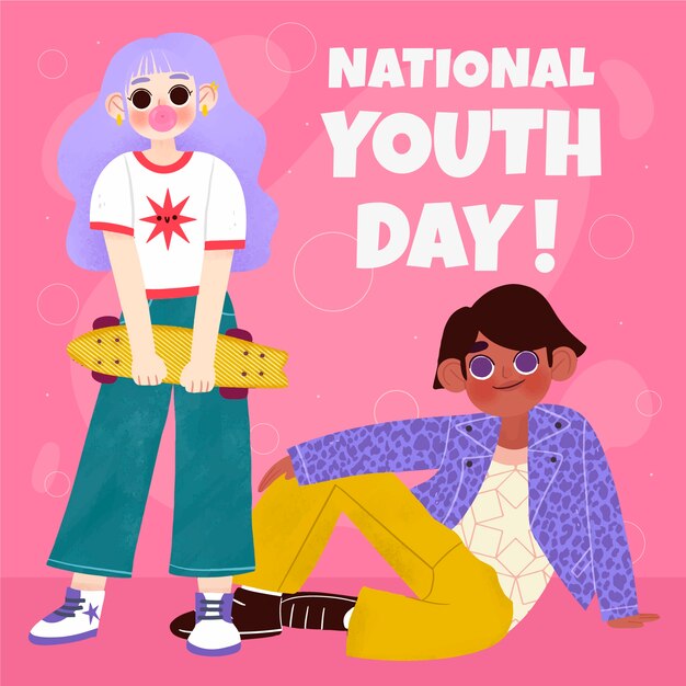 Dibujado a mano ilustración del día nacional de la juventud