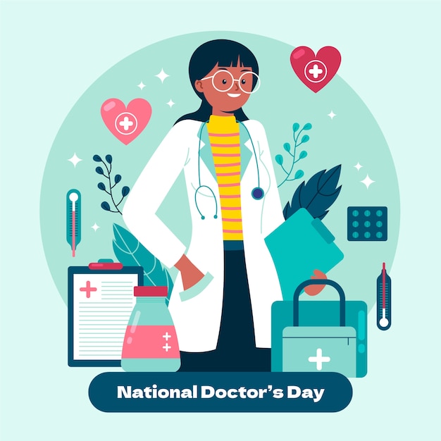 Vector gratuito dibujado a mano ilustración del día nacional del médico