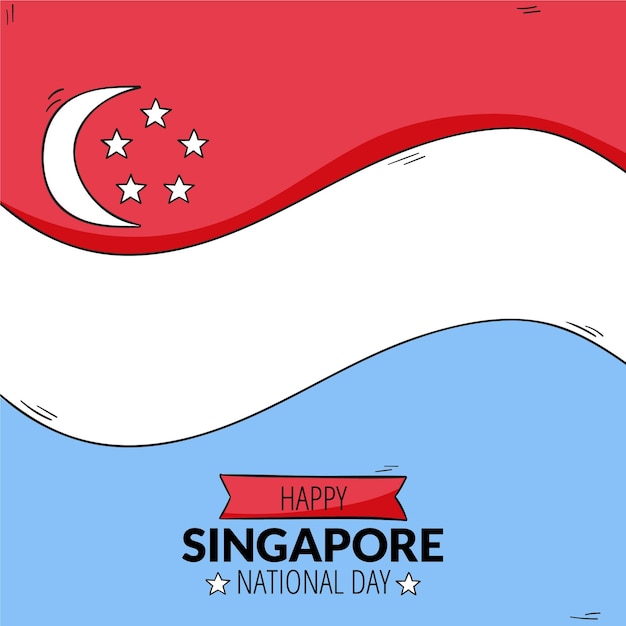 Vector gratuito dibujado a mano ilustración del día nacional de singapur