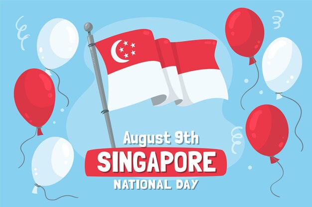 Dibujado a mano ilustración del día nacional de singapur