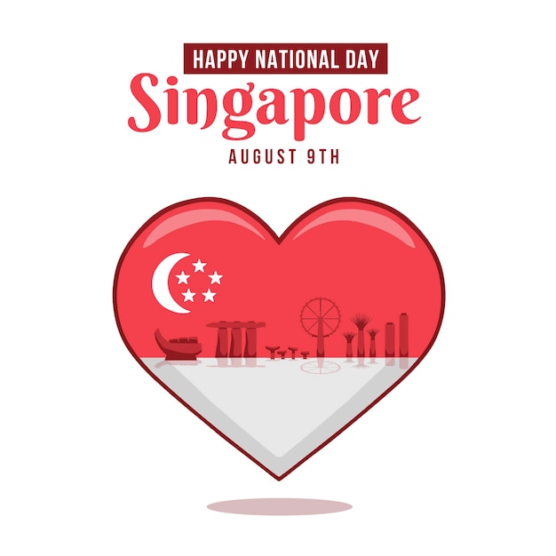 Vector gratuito dibujado a mano ilustración del día nacional de singapur