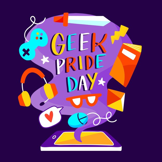 Dibujado a mano ilustración del día del orgullo friki