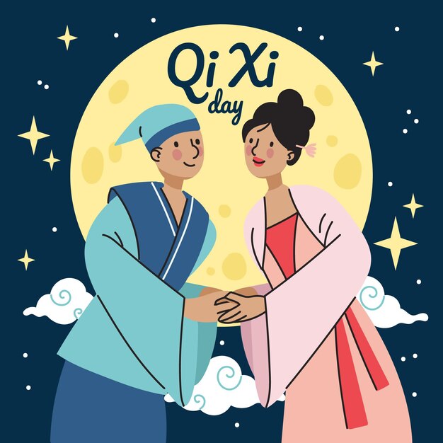 Dibujado a mano ilustración del día qi xi