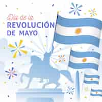 Vector gratuito dibujado a mano ilustración de dia de la revolucion de mayo argentino