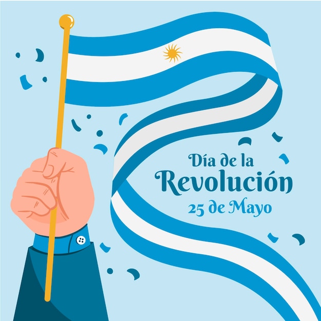 Dibujado a mano ilustración de dia de la revolucion de mayo argentino