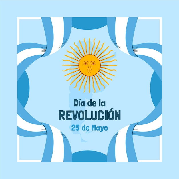 Dibujado a mano ilustración de dia de la revolucion de mayo argentino