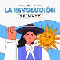 Vector gratuito dibujado a mano ilustración de dia de la revolucion de mayo argentino