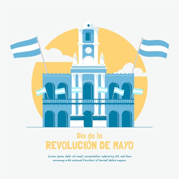 Dibujado a mano ilustración de dia de la revolucion de mayo argentino