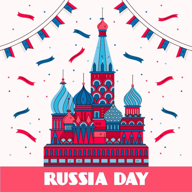 Vector gratuito dibujado a mano ilustración del día de rusia