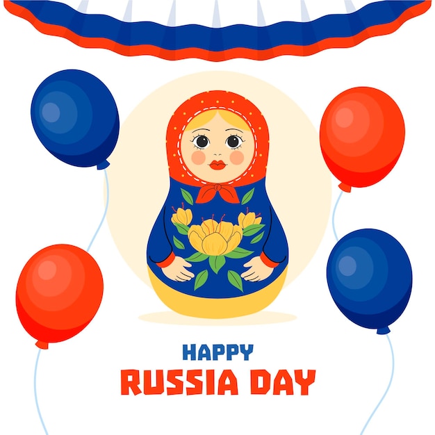 Vector gratuito dibujado a mano ilustración del día de rusia