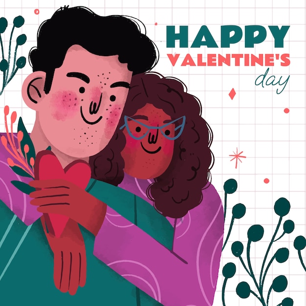 Vector gratuito dibujado a mano ilustración del día de san valentín