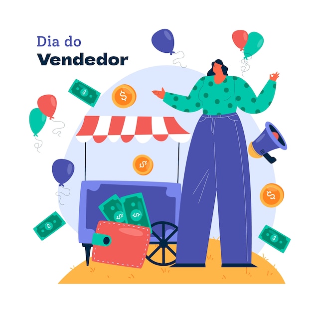 Vector gratuito dibujado a mano ilustración del día del vendedor