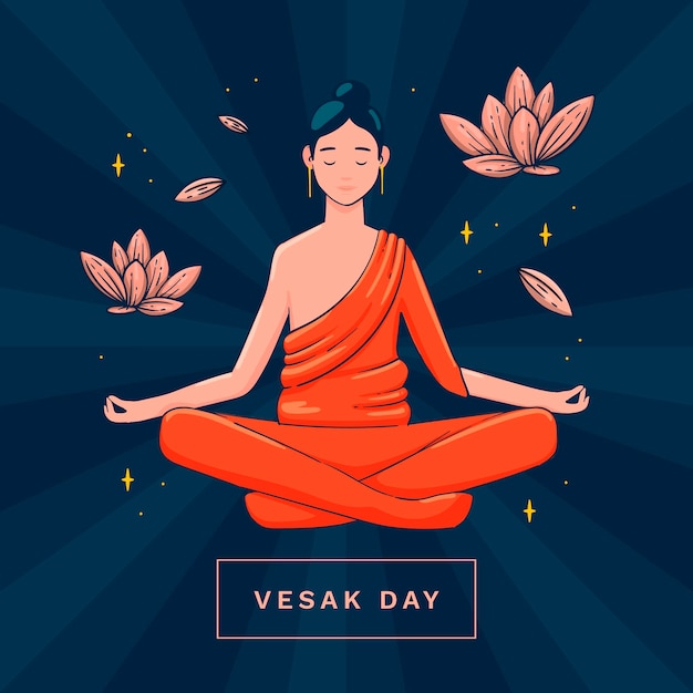 Vector gratuito dibujado a mano ilustración del día de vesak