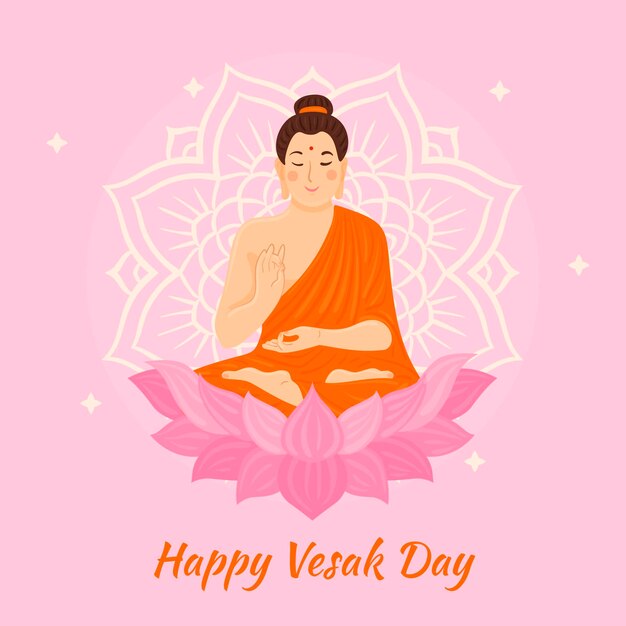 Dibujado a mano ilustración del día de vesak